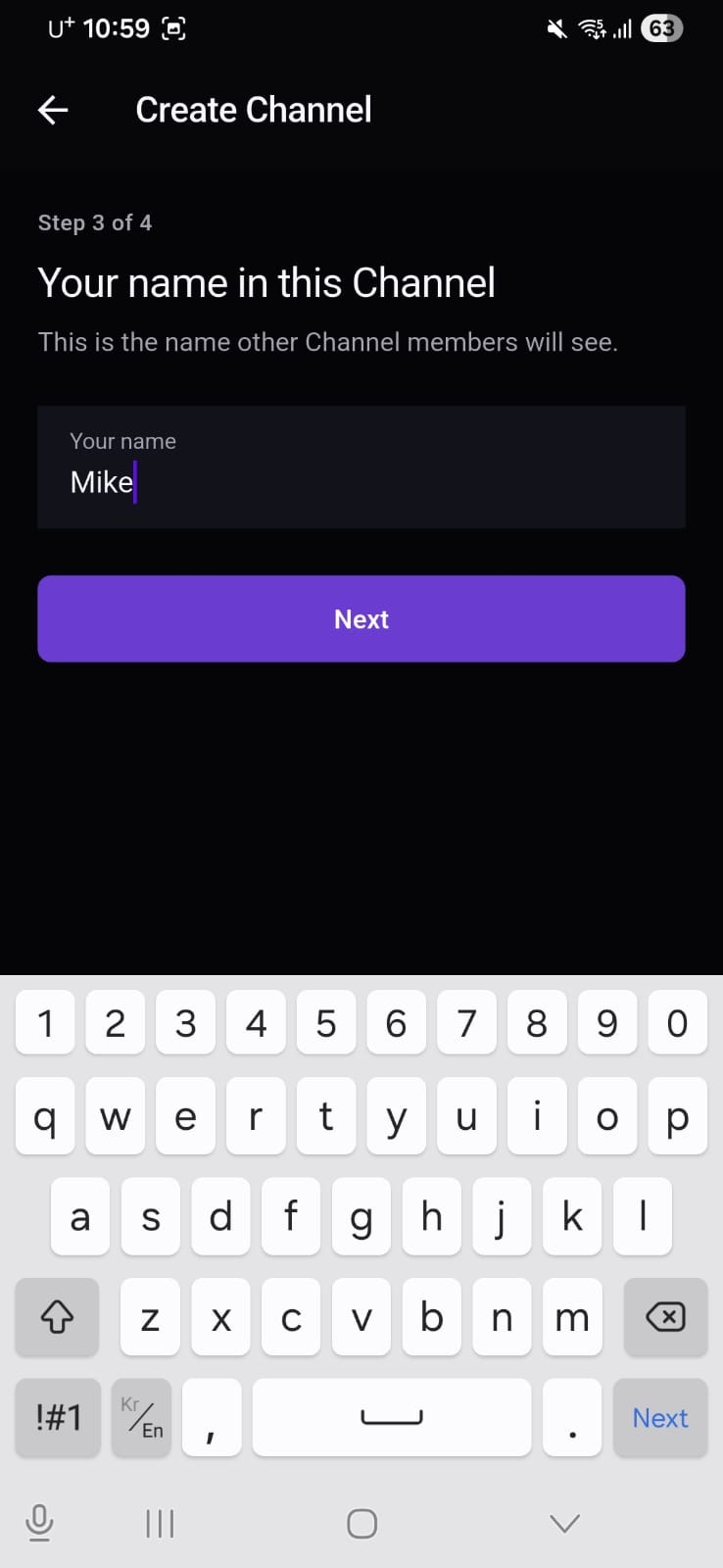 M2 field for the name other Channel members will see